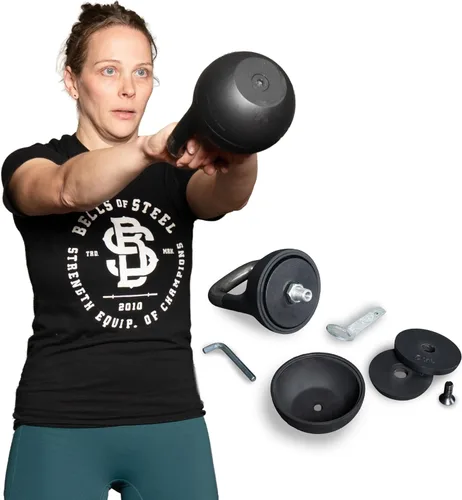 Adjustable Kettlebell 6-12kg [Bells of Steel] Kettle Bell Weight Set, Steel Shell, Internally-Loaded for Full Body Workouts, Competition Standard,