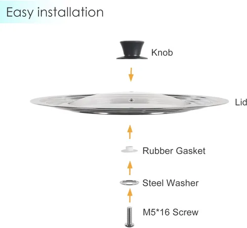 Miniatura 4 de Tapa universal para ollas y sartenes, talla única para ollas de 8.25 a 12 pulgadas, sartenes y sartenes woks, tapa de repuesto con mango de silicona
