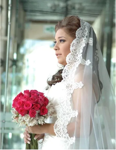 Miniatura 5 de BEAUTELICATE Velo de novia de boda con peine apliques de encaje de 1 nivel