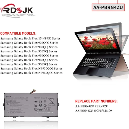 Miniatura 3 de AA-PBRN4ZU - Batería para portátil Samsung Galaxy Book Flex 930QCG 930QCJ 930XCJ NP930QCG NP930QCG-K01 950QCG 950QCG-X01 950QCG-X03 950QCJ 950XCJ