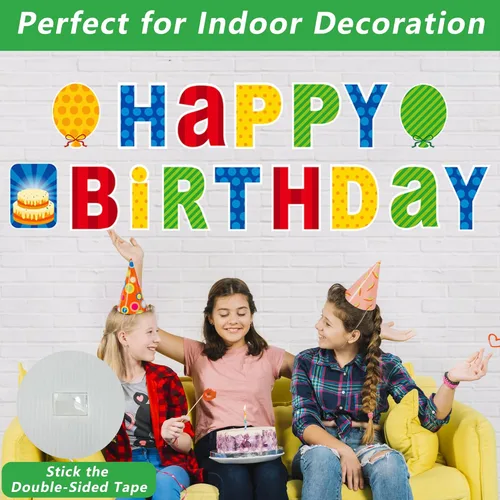 Miniatura 5 de ComboJoy 16 carteles de feliz cumpleaños con estacas, letreros de plástico personalizados con luces LED, 20 calcomanías de números y letras