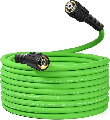 YAMATIC Manguera duradera para lavadora a presión de 25 pies, 3400 PSI de 1/4 pulgadas, manguera de lavadora a presión de repuesto para lavadora de