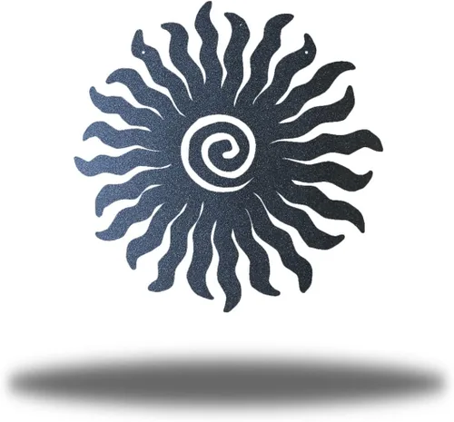 Riverside Designs Sunburst - Arte de pared de metal para decoración al aire libre, resistente e impermeable, fabricado en Estados Unidos (negro, 12
