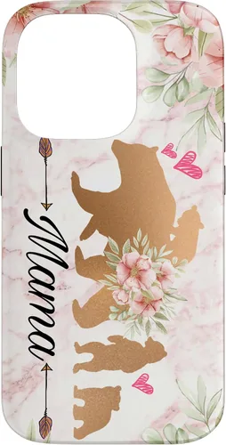 Miniatura 16 de iPhone 15 Plus Mama Bear & Cubs Design Phone Grip para mamá - Funda para 3 niños
