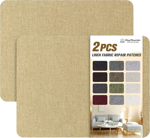 Miniatura 132 de KING MOUNTAIN Parches de reparación de lino fino, tela autoadhesiva, 8 x 11 pulgadas, 2 unidades, multicolor, para sofá de lino (beige)