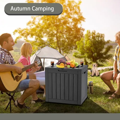 Miniatura 8 de Caja de almacenamiento para exteriores de 35 galones, caja de resina impermeable y con cierre para terraza, grande, contenedor de almacenamiento