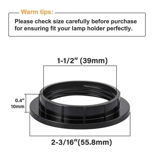 Miniatura 2 de DiCUNO Anillos de pantalla de lámpara E26, anillo de enchufe de luz negra, reemplazo de zócalo de bloqueo para soporte de lámpara roscado de base