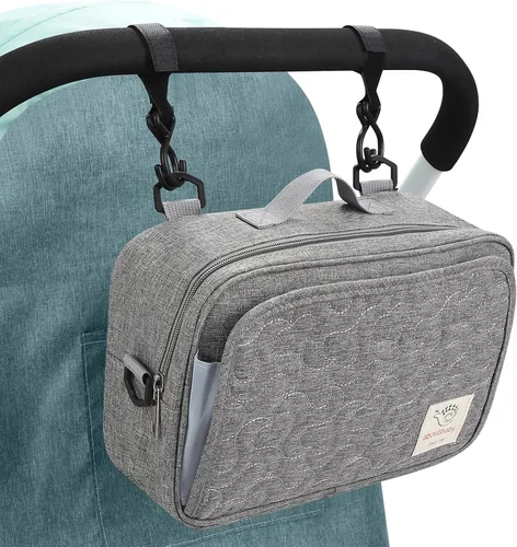 Miniatura 10 de Accmor Organizador de cochecito, organizador universal para cochecito con bolsillo aislado para portavasos y bolsa de cochecito de gran capacidad