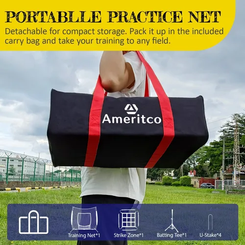 Miniatura 7 de Baseball Net，7x7ft Baseball Practice Net with Tee and Target, Large Pocket Sports net for Hitting/Batting/Pitching/Throwing,Scratch Resistant Base