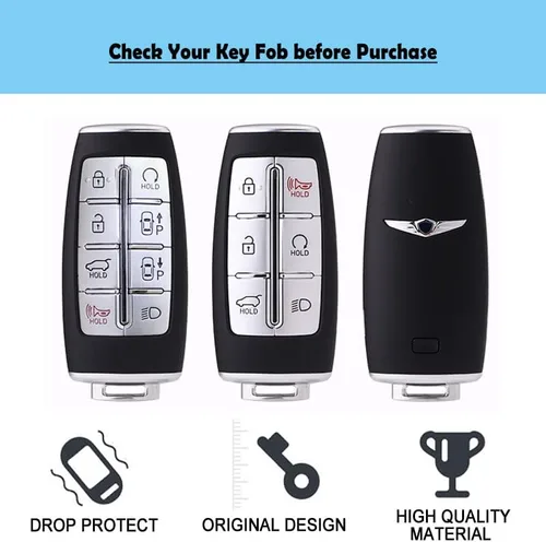 Miniatura 2 de Hyundai Genesis - Funda para llavero compatible con Hyundai Genesis G70 GV70 G80 GV80 G90 GV90 GV90 de silicona TPU funda protectora con llavero