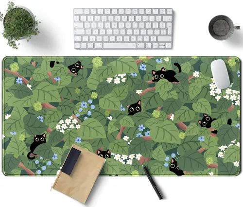 Miniatura 10 de Alfombrilla de escritorio verde para videojuegos, alfombrilla de mouse de escritorio, morado, azul, rosa, floral, grande, XL, grande, para teclado