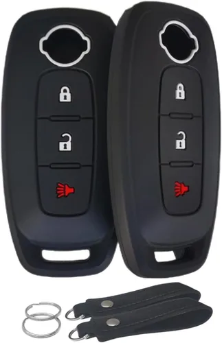 Funda de silicona para llavero sin llave, compatible con Nissan Pathfinder Rogue 2023 2024 - 3 botones (negro con blanco)