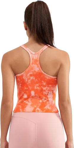 Miniatura 44 de sphinx cat - Camiseta corta de entrenamiento para mujer, camiseta sin mangas, acanalada, con espalda cruzada y brasier integrado