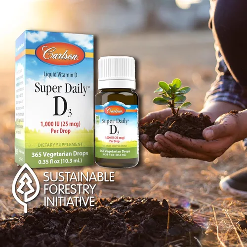 Miniatura 5 de Carlson - Super Daily D3, gotas de vitamina D, 1,000 UI (25 mcg) por gota, suministro de 1 año, líquido de vitamina D3, salud cardíaca e