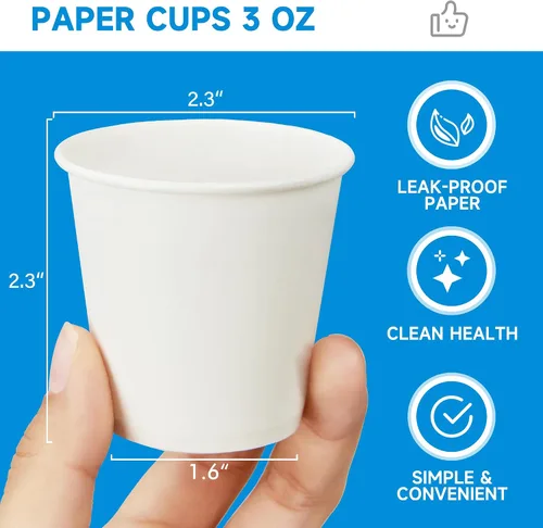 Miniatura 2 de RACETOP Paquete de 300 tazas de café de papel de 3 onzas para baño, vasos desechables para enjuague bucal, vasos de papel pequeños para fiestas