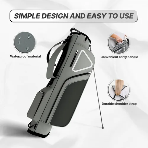 Miniatura 4 de Ultra-Lite Golf Stand Bag - 3 Lbs, 4 Way Divider Portable Golf Club Carry Bag, Water-Repellent Golf Travel Case with Rain Hood, Golf Gifts for Men
