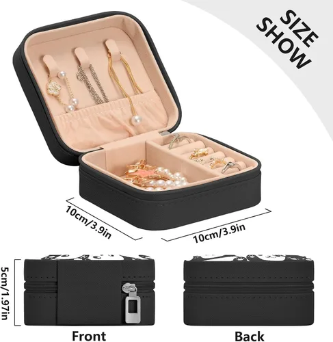 Miniatura 3 de ZZKKO Joyero pequeño con diseño de panda, organizador de viaje de cuero, organizador de viaje, mini cajas de almacenamiento portátiles para mujer