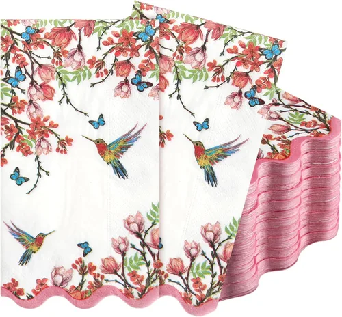 Miniatura 9 de Jetec 200 unidades de toallas de mano desechables de papel con flores y pájaros para baño, toallas de papel para invitados de baño, toallas de papel
