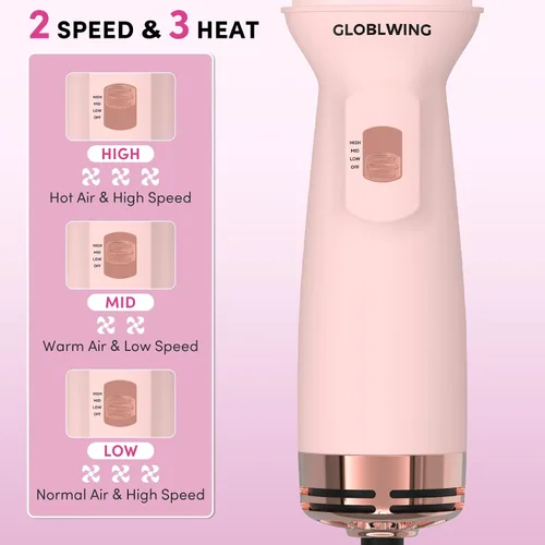 Miniatura 6 de Cepillo secador automático de pelo de viaje de doble voltaje, compacto mini cepillo de aire caliente con enchufe europeo, secadora de un paso