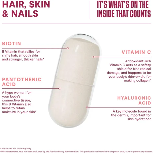 Miniatura 6 de Suplemento Habit para cabello, piel y uñas (60 cápsulas), nuevo aspecto, apoya la hidratación de la piel, la fuerza del cabello y las uñas, biotina
