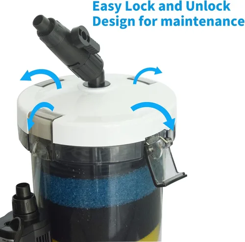 Miniatura 4 de Filtro de recipiente de 105 GPH, filtro externo de acuario, máquina de limpieza de circulación de agua ultra silenciosa con bomba de agua