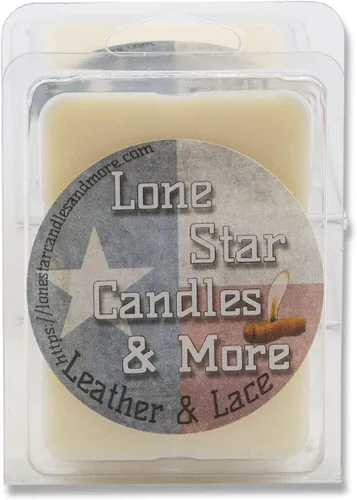 Leather & Lace, Lone Star Candles & More's Premium - Cera vertida a mano, auténtico aroma de cuero genuino mezclado con vainilla cremosa, 6 cubos de