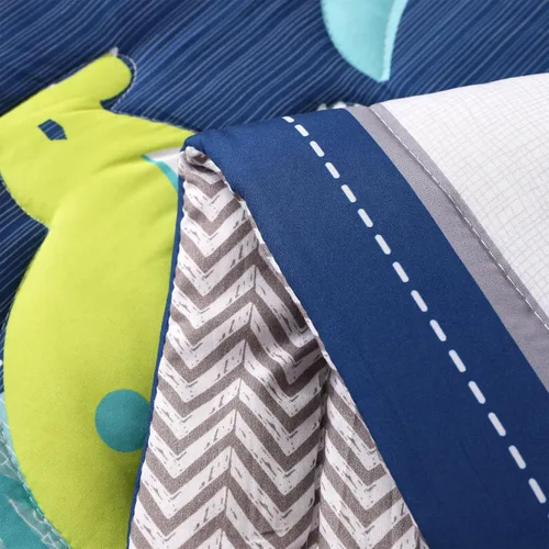 Miniatura 5 de Juego de cama de cuna de dinosaurio mini para niños azul de 3 piezas Premium, juego de sábanas para bebé, juego de cuna de dinosaurios