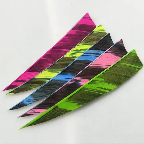 Miniatura 9 de AMEYXGS Paletas de flecha natural de 4 pulgadas con plumas de pavo con flechas de 4.2 in, veletas para flechas de bricolaje, accesorios de 50 Azul