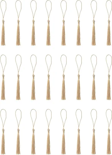 Miniatura 12 de SOWAKA 30 piezas de mini borlas suaves con lazo para manualidades, proyectos de manualidades, aretes, fabricación de joyas, recuerdo, graduación