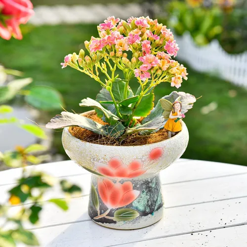 Miniatura 3 de Sungmor Macetas grandes para suculentas de 7.5 pulgadas, bonita maceta de cerámica pintada a mano con drenaje, maceta de cactus para interiores