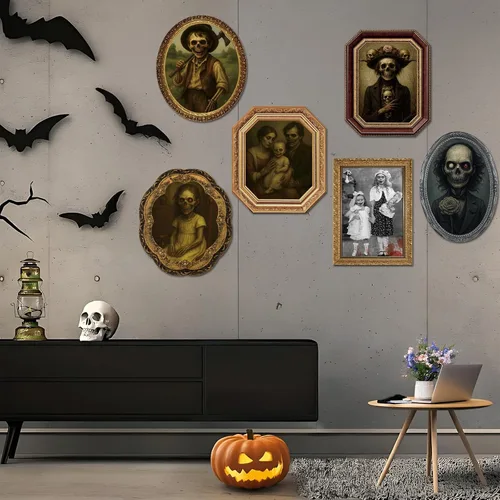 Miniatura 5 de Garma Decoraciones de Halloween para interiores, marcos de fotos de retratos en movimiento de cara cambiante en 3D para Halloween, casa encantada