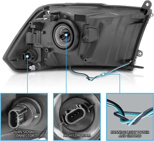Miniatura 7 de AmeriLite para 2009-2018 Dodge Ram 1500 2500 3500 Camion Faros LED de Barra Negros de Reemplazo, Pareja - Lado del Conductor y del Pasajero