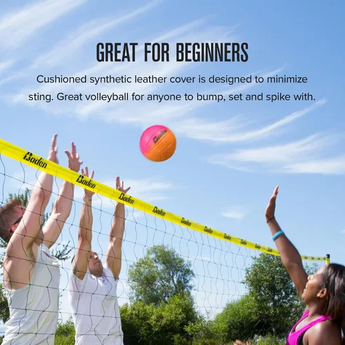 Miniatura 3 de Baden Fun Design Official Size & Weight Indoor & Outdoor Volleyball Bright & Beachy! Soft Touch Synthetic Leather, Durable Stitching All Ages