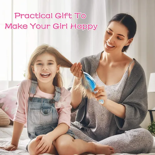 Miniatura 6 de 2 cepillos de pelo para niños con purpurina de confeti, cepillo para desenredar en seco y húmedo para todo tipo de cabello, peine sin dolor
