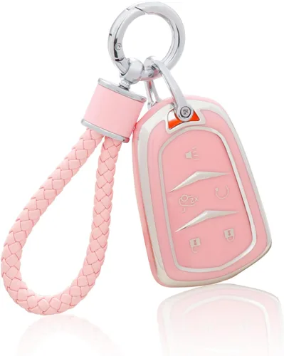 Miniatura 9 de YO&YOYE Funda para llavero Ford con llavero, funda de TPU suave rosa para F150 Explorer Mustang Edge Lincoln MKZ MKX MKC