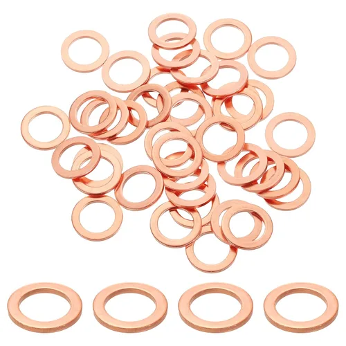 Miniatura 12 de uxcell 75 anillos de sellado de arandela plana M36 de cobre, 1.417 in ID 1.654 in OD 0.059 in de grosor, arandelas de trituración de cobre, junta