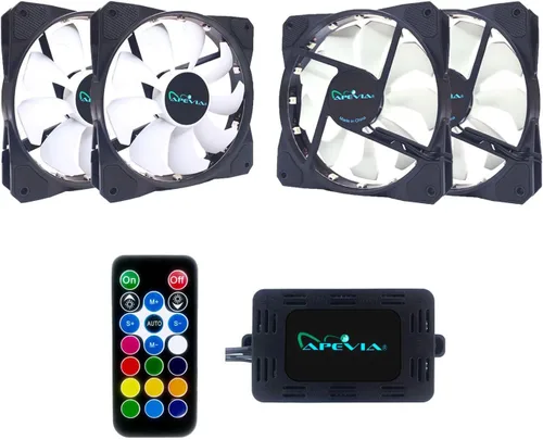 Miniatura 2 de Apevia FB4-RGB Frostblade Ventilador LED silencioso RGB de 4.724 in que cambia de color para juegos con control remoto, 16 LED y 8 almohadillas
