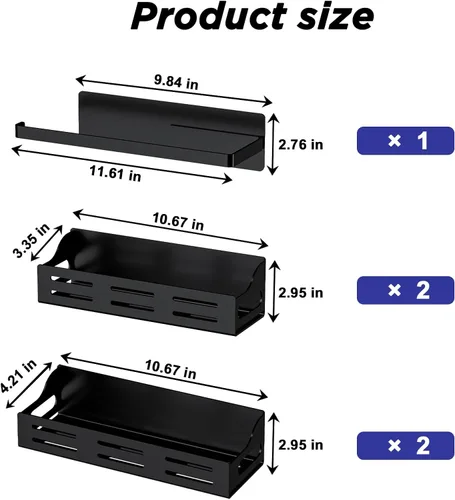Miniatura 5 de Paquete de 5 estantes magnéticos para especias para refrigerador con soporte para toallas de papel, estante magnético fuerte para nevera, estante