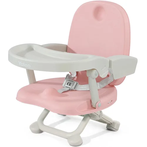 Miniatura 9 de YOLEO Silla alta para bebé, asiento elevador para mesa de comedor, sillas altas plegables con alturas ajustables, asiento elevador de viaje con Gris