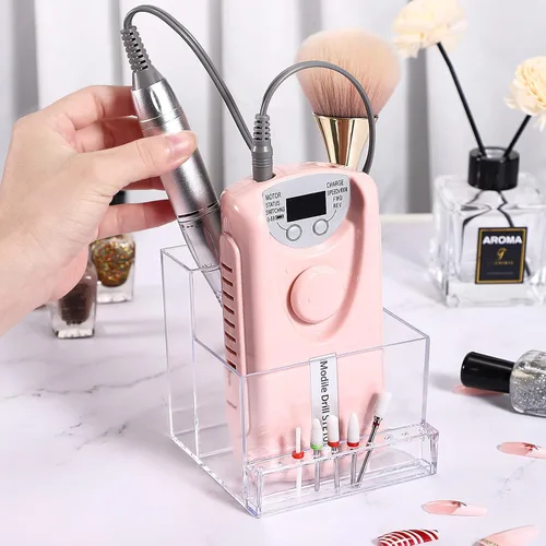 Miniatura 8 de Noverlife Caja de almacenamiento de brocas para mini taladro de uñas de 10 agujeros y brocas, organizador transparente de brocas de lima para uñas