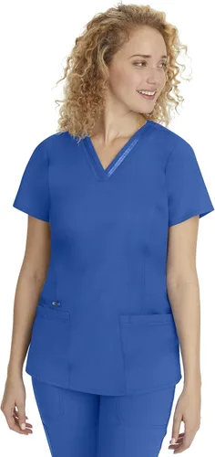 Miniatura 8 de healing hands Ropa quirúrgica superior de 3 bolsillos con cuello en V 2278 Jasmin para mujer, camiseta médica de etiqueta morada para mujer