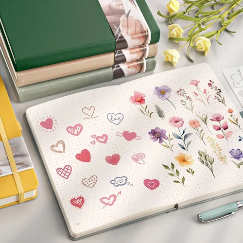 Miniatura 5 de EMSHOI Cuaderno de diario punteado, 320 páginas, tamaño A5 pequeño de 5.75 x 8.38 pulgadas, tapa dura de piel sintética, papel grueso de 3.53 oz/m²