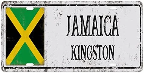 Placa de matrícula de la bandera de Jamaica, bandera nacional, Kingston City, divertida placa frontal de vanidad, 6 x 12 pulgadas, recuerdo de la