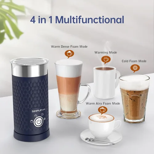 Miniatura 3 de SIMPLETASTE Espumador de leche, vaporizador de leche eléctrico 4 en 1, máquina automática de espuma caliente y fría y calentador de leche para café
