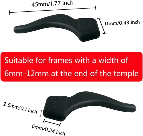 Miniatura 2 de YINGFENG 22 pares de agarres de silicona negra para gafas con caja de almacenamiento, retenedor antideslizante para gafas, gancho de silicona