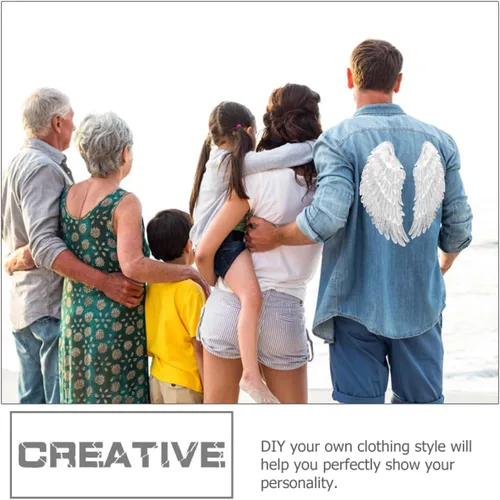 Miniatura 3 de Sequin Angel Wings Clothes Patch 2 Pairs Silver DIY Sewing Applique Garment Decor for Clothing Embellishment Craft Supplies