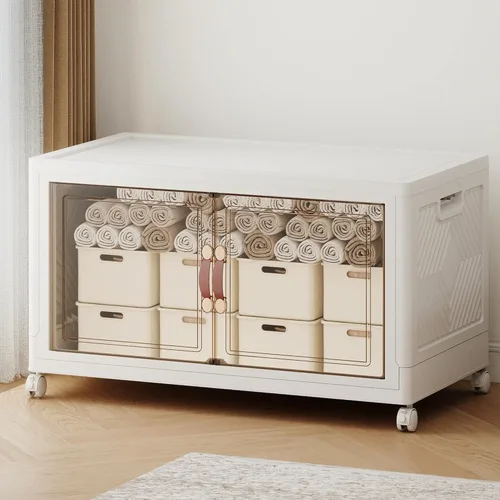 Miniatura 11 de 468QT - Contenedores de almacenamiento apilables extra grandes con tapas, ruedas y puerta, organizadores plegables de armario de 117 galones