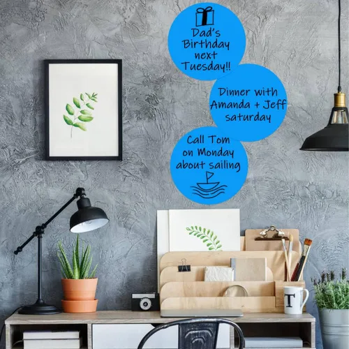 Miniatura 7 de Puntos circulares de borrado en seco, paquete de 12 calcomanías de mesa para pizarra blanca, calcomanías de pared extraíbles, para el hogar