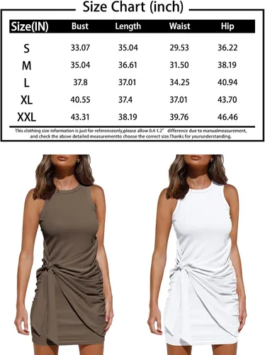 Miniatura 6 de Lillusory Minivestido ajustado sin mangas y con frunces, para mujer, para un estilo informal o la playa
