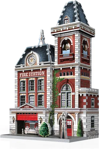 Wrebbit3D Fire Station - Rompecabezas 3D | Colección Urbania | 285 piezas de rompecabezas | Paisaje urbano encantador y único de una ciudad pequeña